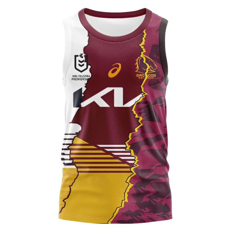 NRL Brisbane Broncos Womens Rugby T-Shirt Polo Tank Top Kids Sports Casual Shirt