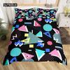 Psychedelic 3D Geometric Duvet Cover Microfiber Colorful Pop Abstract Art Comforter Cover Retro 80s Style Bedding Set Queen Size