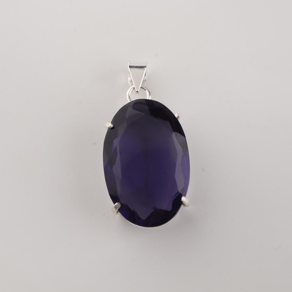 Pendente Fatto a Mano in Argento Sterling 925 con Gemma Iolite per Donna, Gioiello in Argento per Madre/Moglie PP-64-4