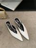 Tax-Free Spring And Summer New Simple Pointed Short Heel Sandals Solid Color Light Mouth Small Heel Bag Head Slippers
