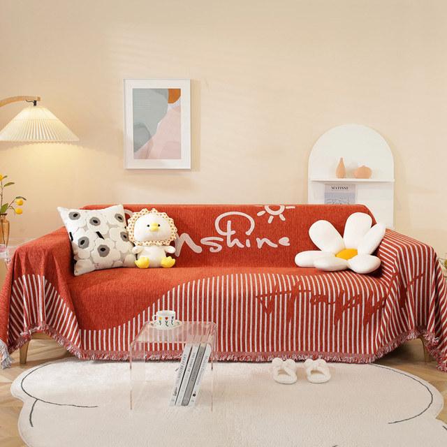 Modern Simple Stripe Fringe Couch Cover 3 Seat Chenille Jacquard Single Chair Cover Recliner Slipcover Sofa Throw All -Season Pet