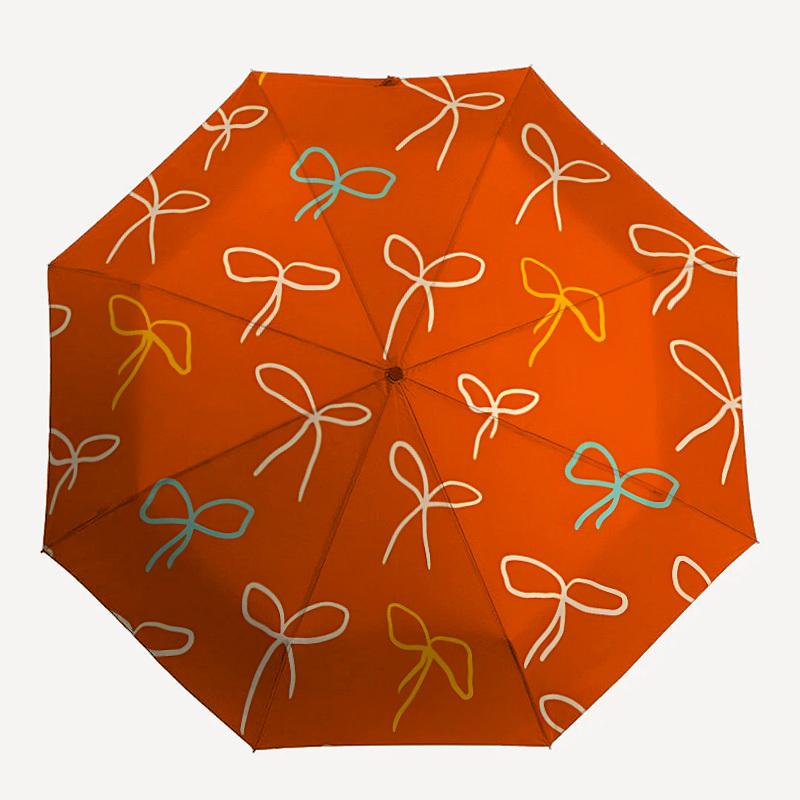 1pc Bow Pattern Automatic Open/Close Umbrella - Compact Travel Umbrella, Gift for Birthday, Holiday Yy260106055