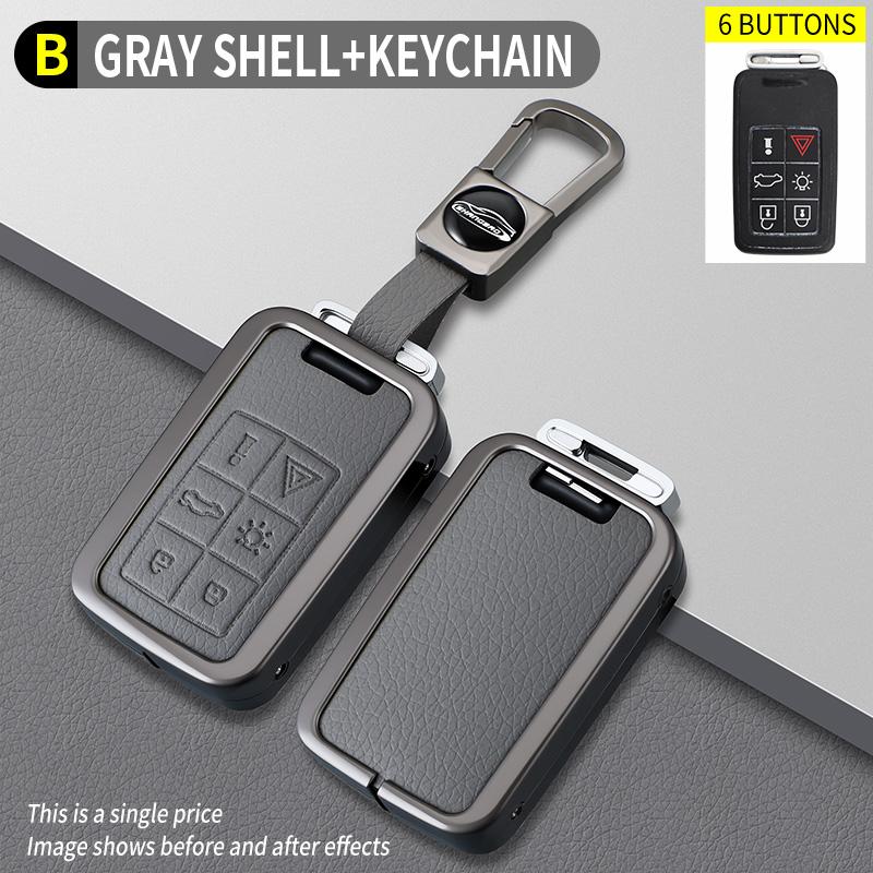 5/6 Buttons Zinc Alloy Leather Car Key Case Cover for Volvo XC60 V60 S60 S80 XC70 V40 Protect Holder Shell Keychain Accessories