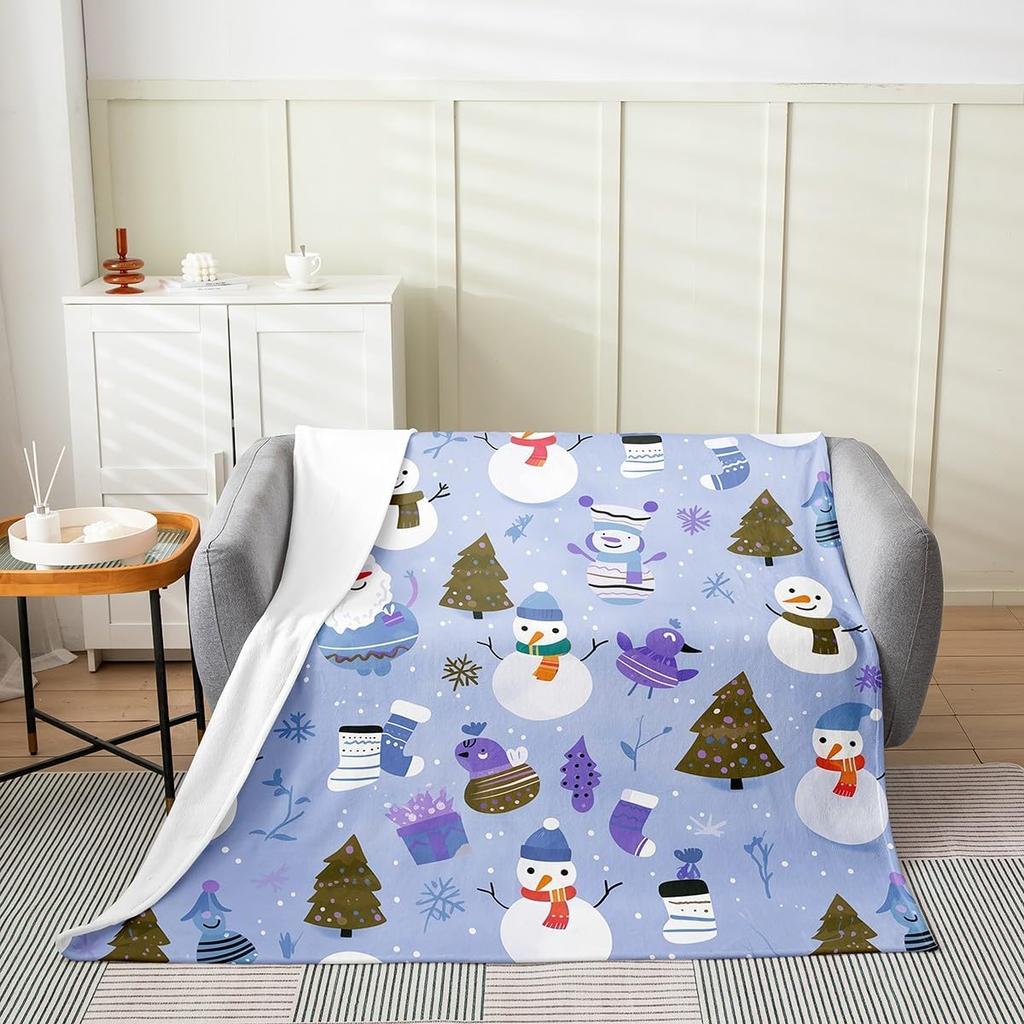Christmas Flannel Fleece Throw Blanket Xmas Theme Fuzzy Blanket Throw for Kids Boys Girls Teens Bedroom Decor Black African