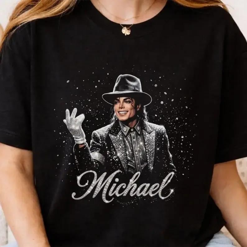 Michael Jackson King of Pop Graphic T-Shirt - Unisex Smooth Essential Seamless Short-Sleeve Round Neck Hip Hop Streetwear Sports Top