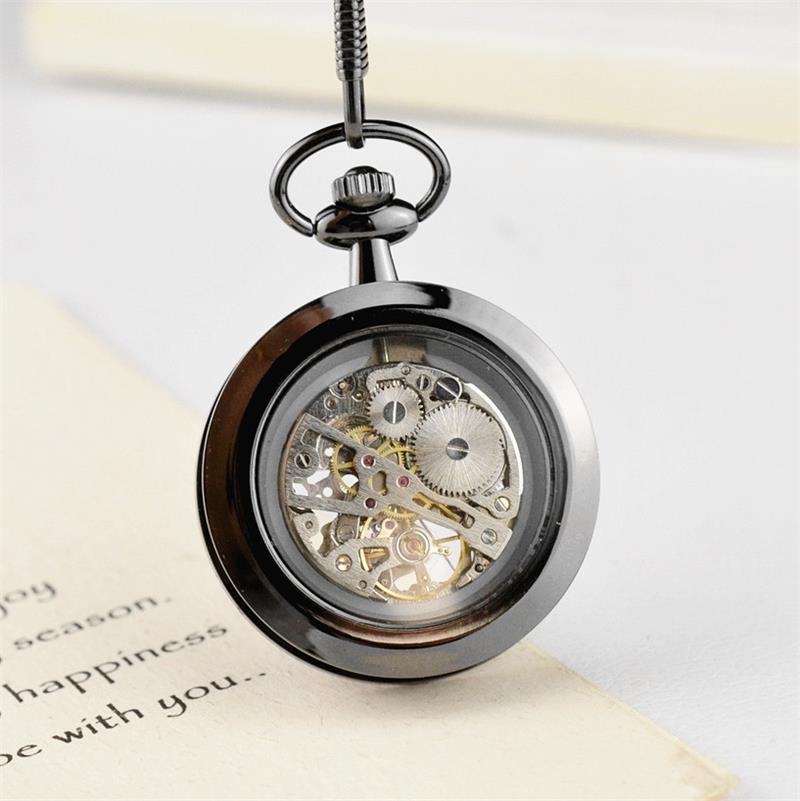 Luxury Antique Men Steampunk Fob Watches Clock Pendant Hand-winding Skeleton Mechanical Pocket Watch