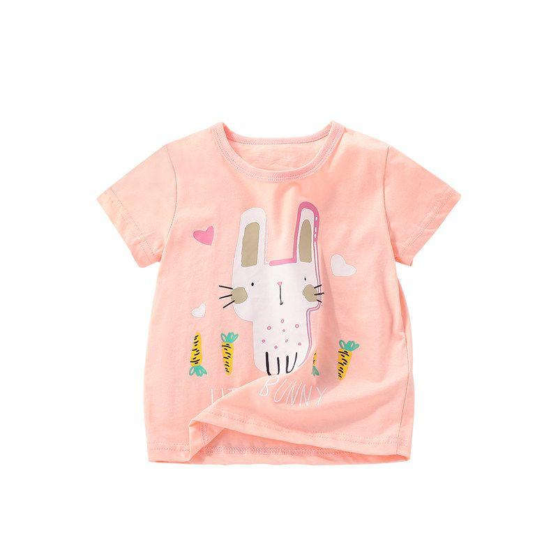 2025 Summer Fashion Children Baby's Top Girls' Cartoon Cotton Short Sleeve Round Neck T-shirt