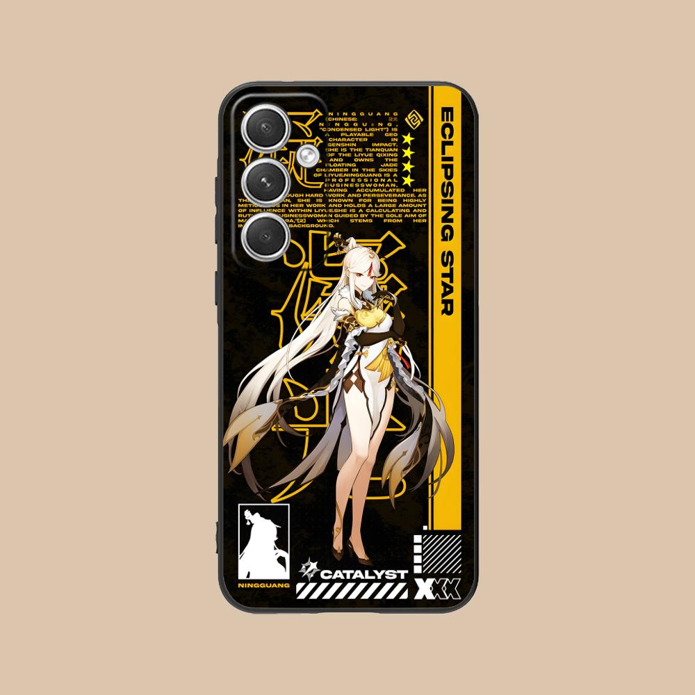Game GI Ningguang Matte TPU Mobile Phone Case for Samsung Galaxy S26 S25 S24 S23 S22 S21 S20 Note20 Plus FE Ultra Colorful Cover