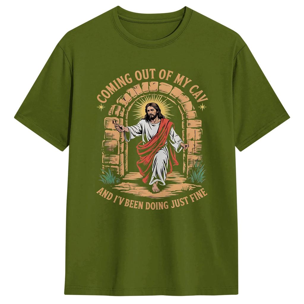 Couple T Shirt Coming Out Of My Cave The Jesus Resurrection Easter Tshirts Trending Summer Tee Shirt Vintage Cotton