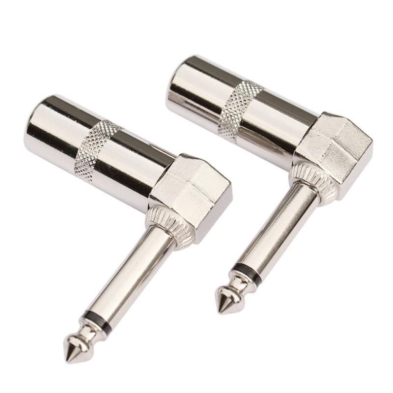 2pcs 1/4 6.35mm L-shape Jack Right Angle Male Mono Plug Audio Connector for Guitar Instrument Audio