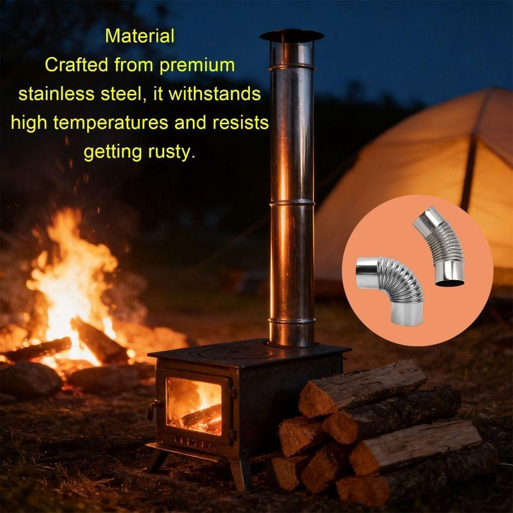 2 Pcs 45 Degree Stove Pipe Elbow Stainless Steel Flue Bend Durable Chimney Flue Connector Hiking