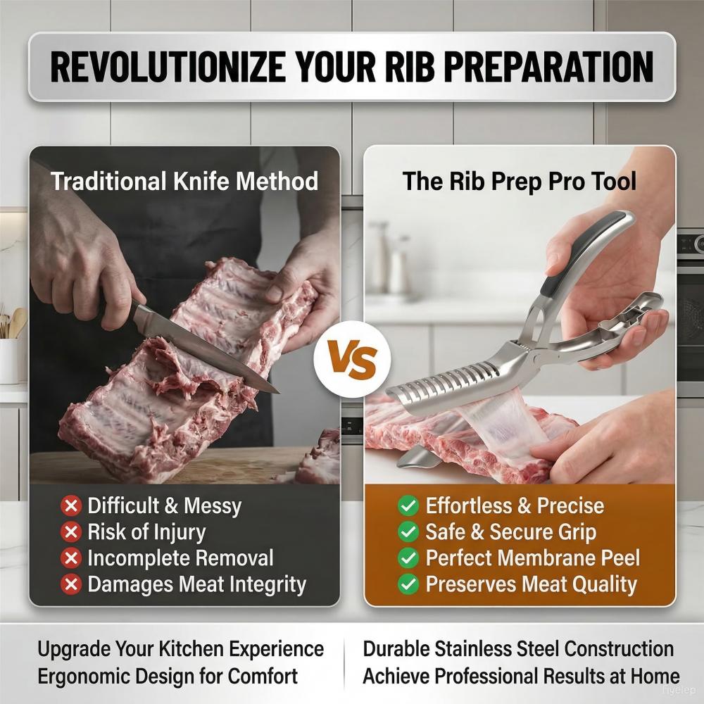 1PCS Rib Prep Pro Rib Membrane Remover Tool Guide Trimming Peeling Ribs Rib Membrane Remover Grilling Tools Accessories