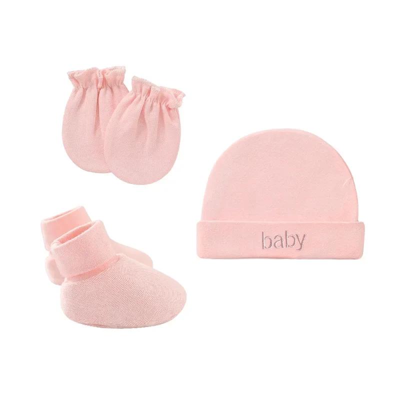 Non-Toxic Newborn Hat+Gloves+Socks Set For Baby Children&Children Cotton Fall Casual Pography Props Soft Headwear Infant Nightcap Fashion