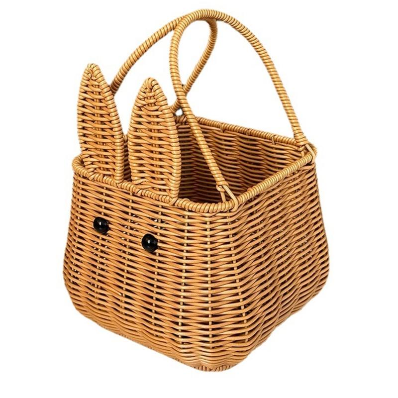 

Lovely Cartoon Styles Handwoven Picnic Basket Portable Accessory for Road Trip and Camping Adventures Daily Use 1