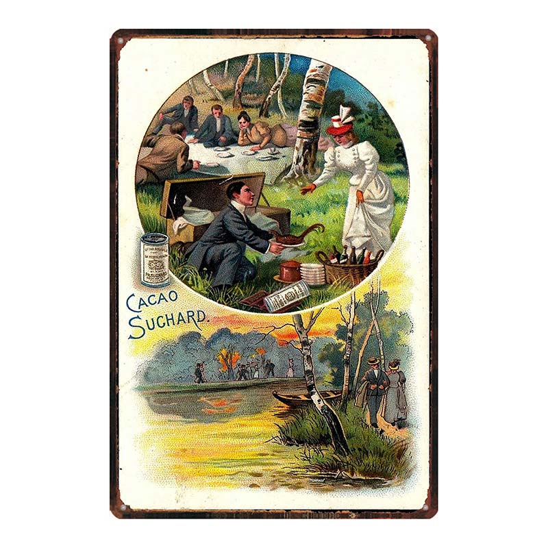 YZFQVintage Affiche Alimentaire Chocolat Métal Rétro Panneaux Candy Bar Plaque Murale Cuisine Maison Restaurant Décoration DU-6822B