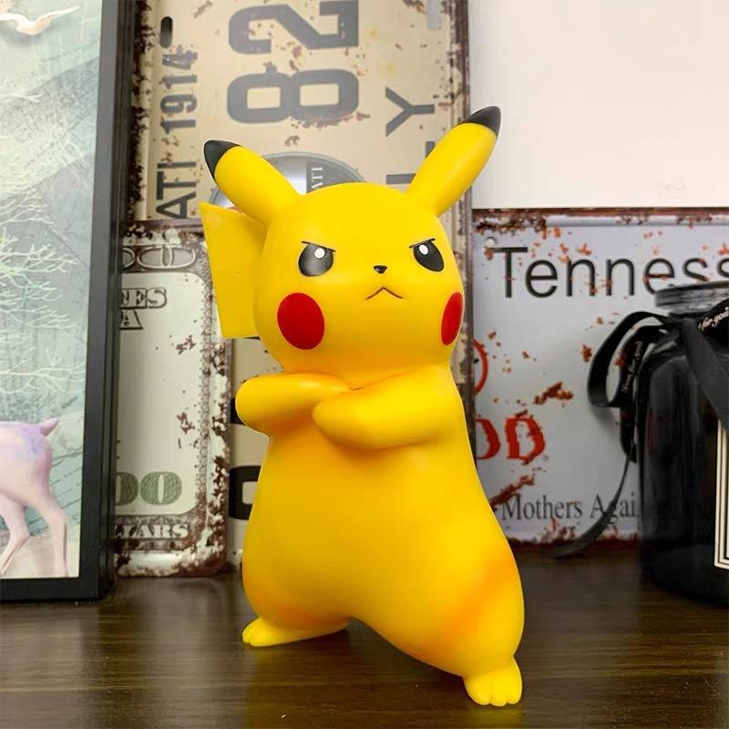 18cm Anime Pokemon Kawaii Figurine Angry Pikachu Action Figure Toys Pikachu Car Decor Collection Model Birthday Gifts