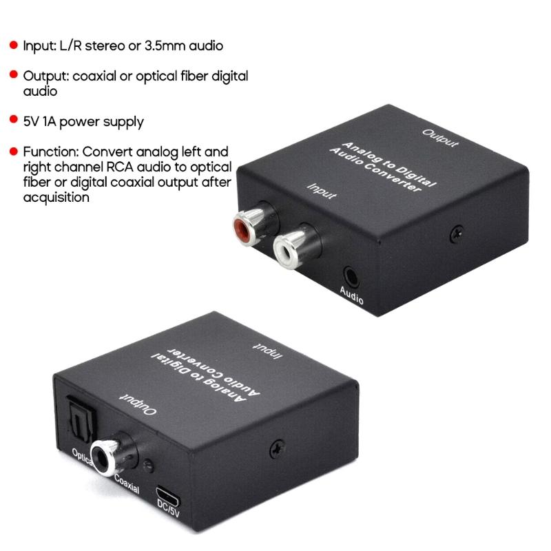 Digital to Analog Audio Converter Optical Fiber Coaxial Signal to Analog Spdif Stereo- 3.5MM RCA- Amplifier Decoder-