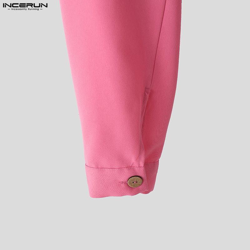 INCERUN Two Pieces Sets Men Lapel Neck Long Sleeve Cropped Shirt Bow Long Trousers Pants Outfits