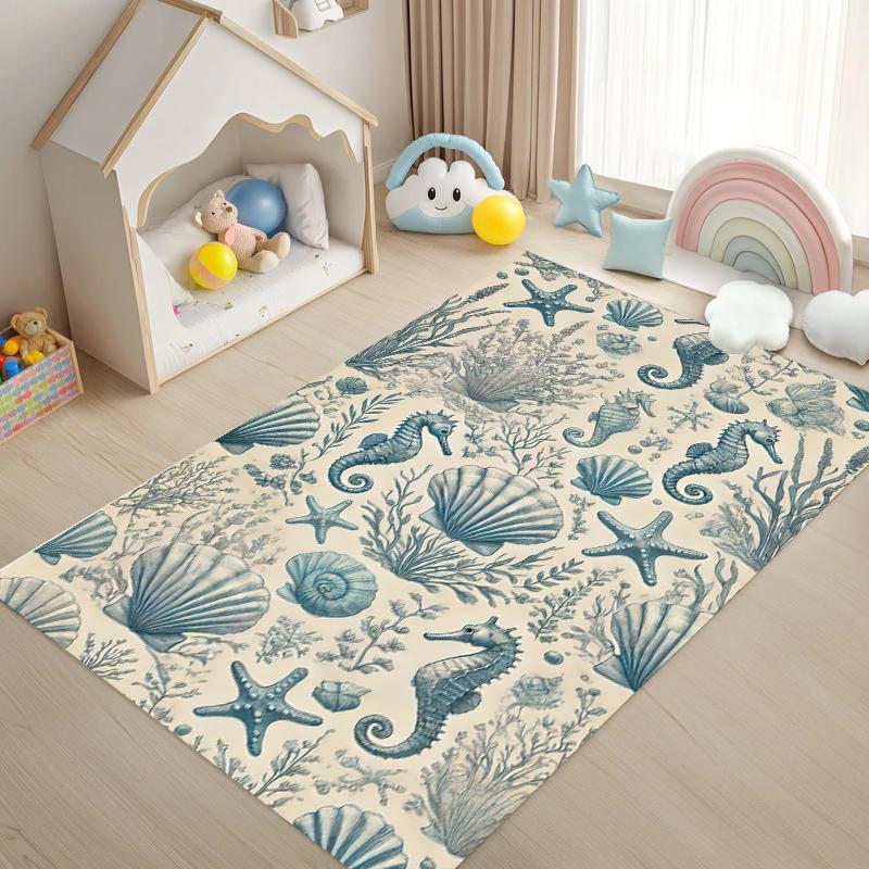 Sea Turtle 2D Print Large Carpet Marine Animal Series Area Rugs Living Room Non-slip Mat Home Decorative Kids Play Bedroom Rug