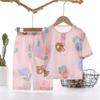 Cartoon Dinosaur Kids Sleepwear Set With Breathable Cotton Silk For Summer Comfort