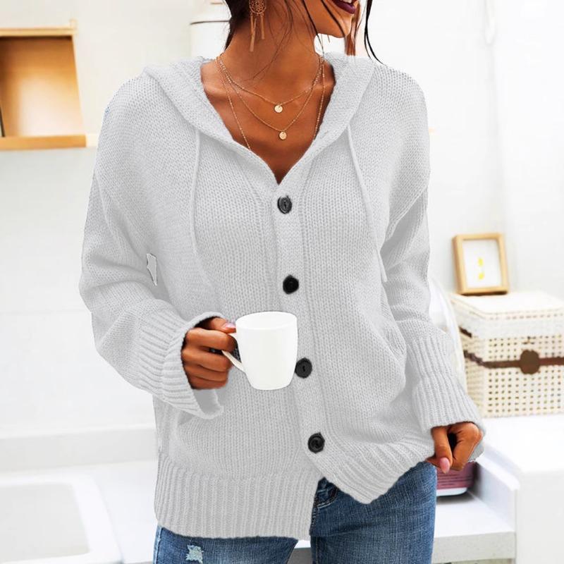 Women S Solid V Neck Long Sleeve Knit Cardigan Sweater S