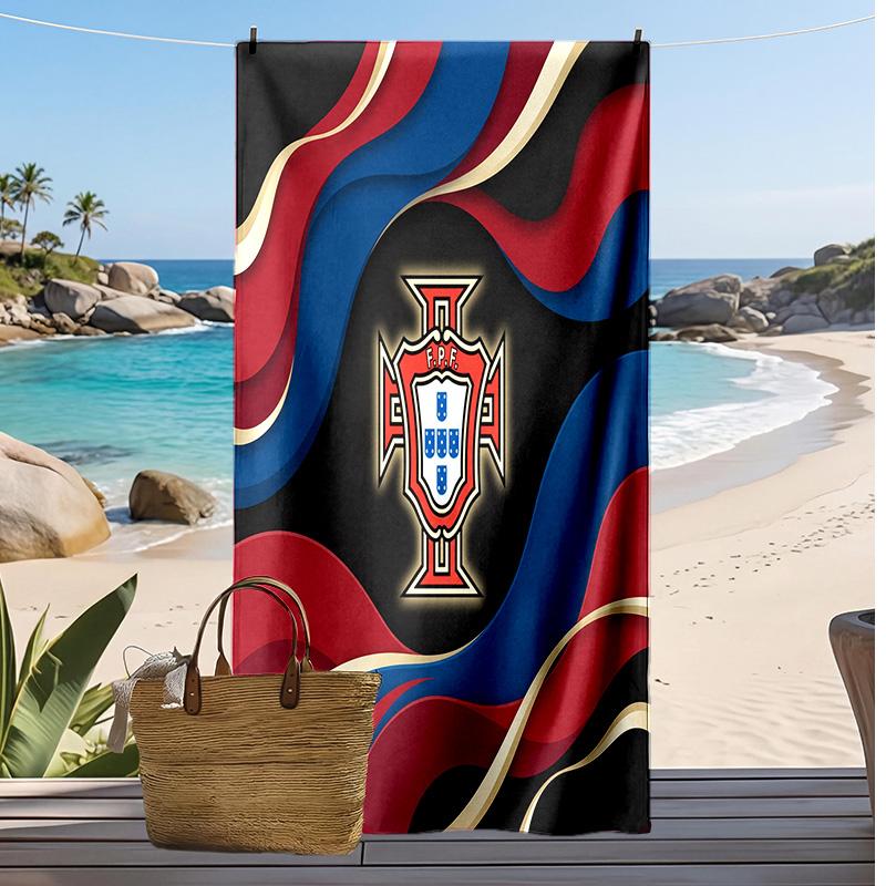 Asciugamano da Spiaggia Stampa Calcio Portogallo Asciugatura Rapida Super Assorbente Morbido Asciugamano da Bagno per Nuoto Spiaggia Viaggio Souvenir Regalo