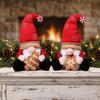 Charming Christmas Gift Sets Gnome Decoration, Nordic Red Santa Figurine, Tomte Swedish Window Display Dolls Elf Ornament with Tree/Snowflake
