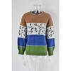 Women's Autumn and Winter Leopard-print Patchwork Knitted Pullover Plus Size Sweater
