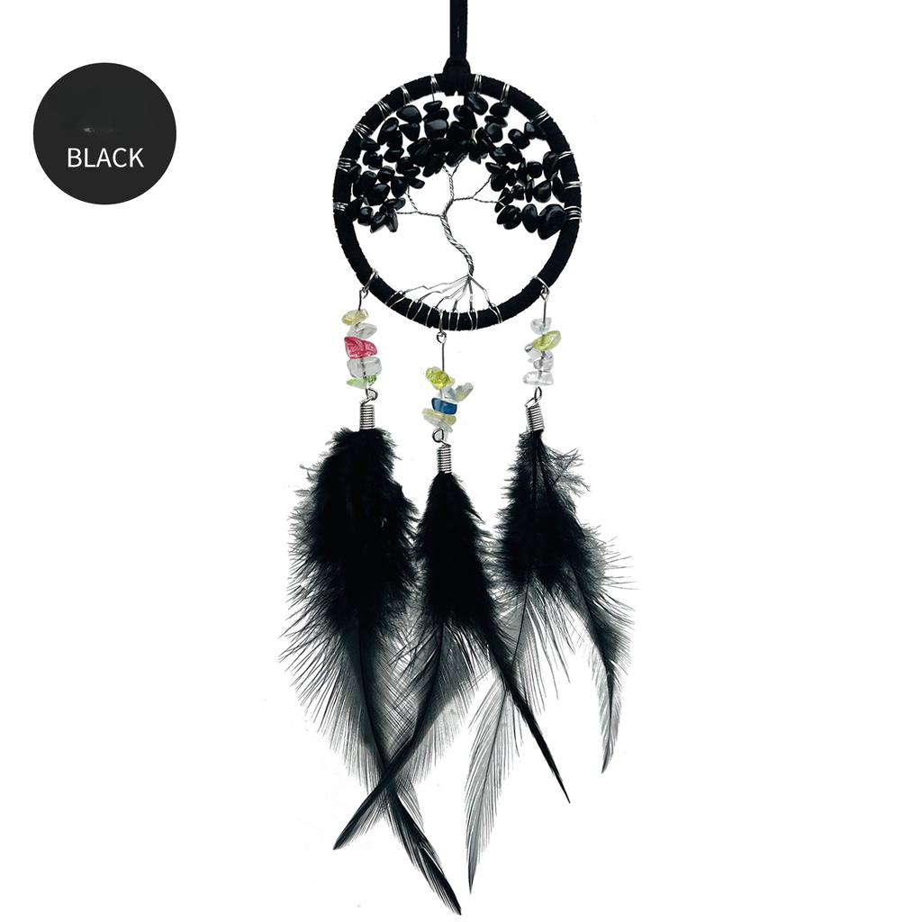 Crystal Wind Chime Dream Catcher Hand Knitting Feather Car Pendant Windbell Hanging Ornaments Window Curtain Pendant Home Decor