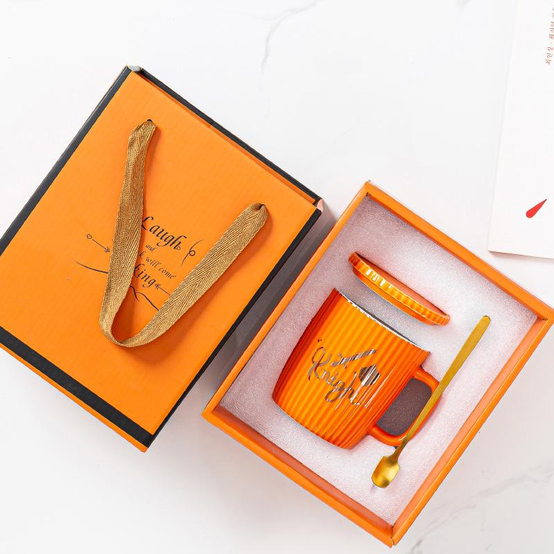 European Ceramic Mug Striped Mug Set Couple Cup Advertising Gift Souvenir