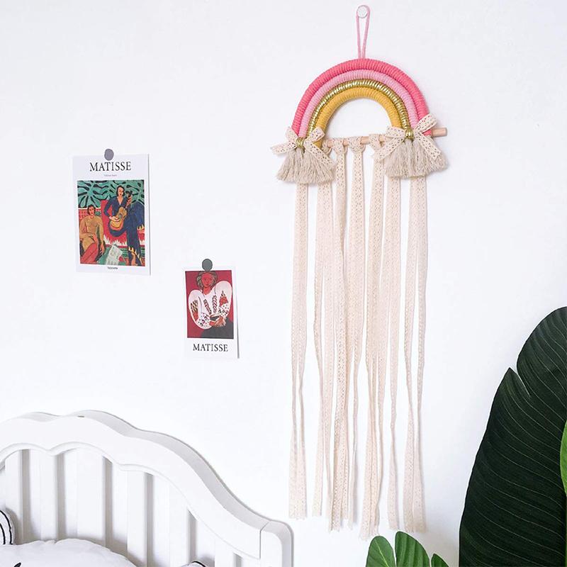 Decoration Nordic Style Knitting Rainbow Baby Hairpin Hair Clip Baby Home Decoration Woven Clouds Rainbow Pendant