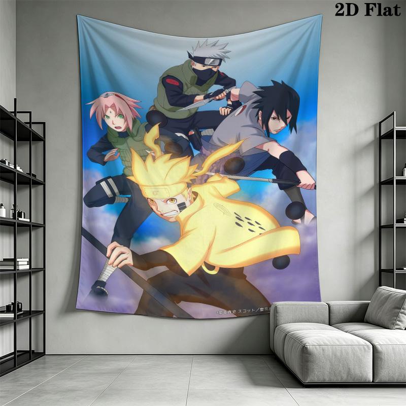 Naruto Team Battle Wall Tapestry Aesthetic Wall Hanging Printed Fabric Blanket Decorative Tapestries For Bedroom Living Room Home Decor