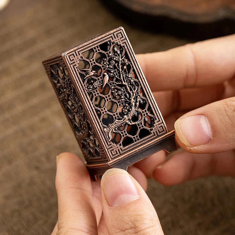 Alloy Censer Incense Holder Square Vertical Incense Burner Indoor Aromatherapy Home Ornament Chinese Incense Burners