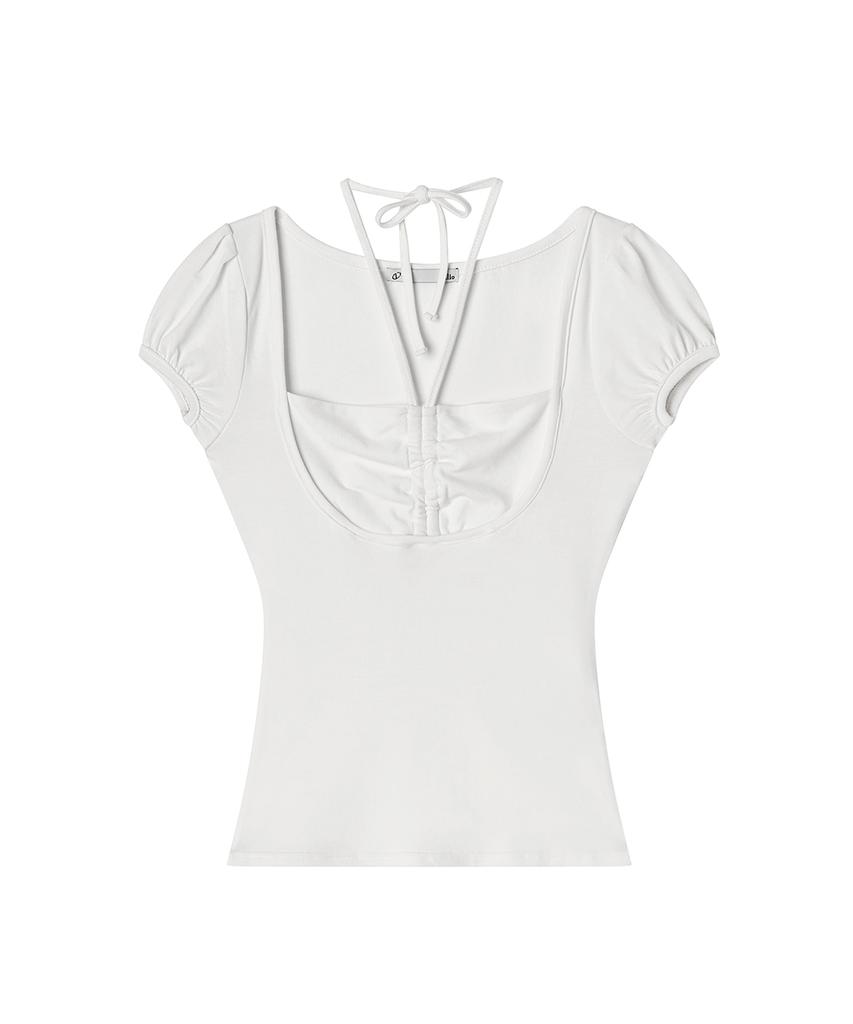 ILLIO White Giselle Gathered Top