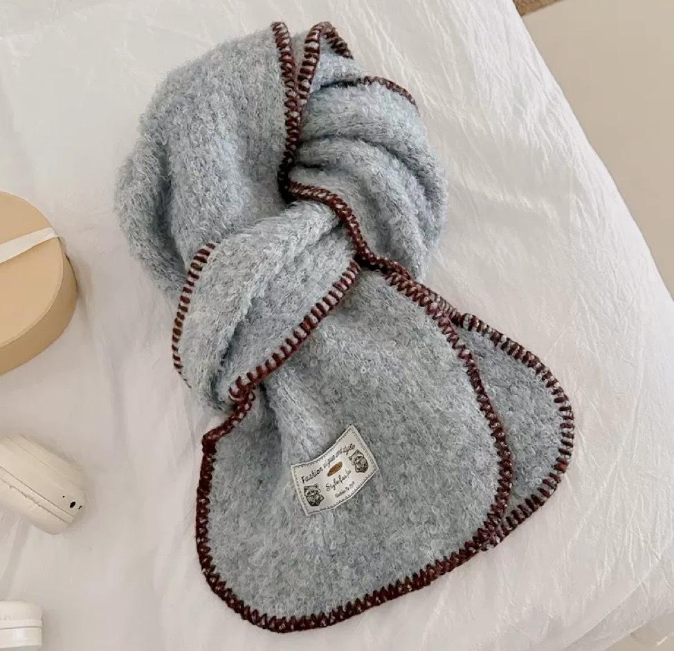 High quality~ blended knitted twist solid color thickened soft waxy scarf women's autumn and winter versatile couple scarf
