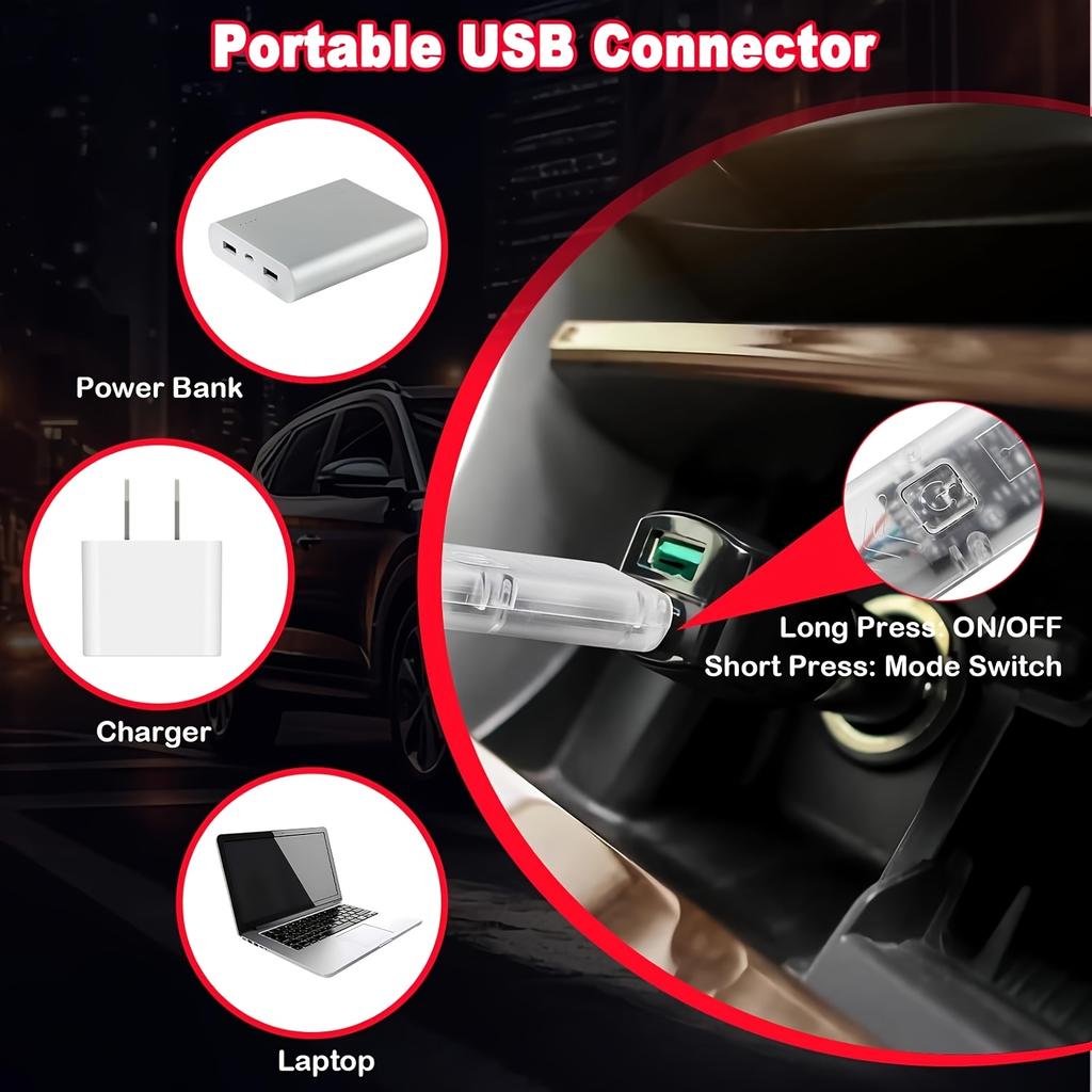 Car Rear Window LED Devil Eyes Light USB Powered with 11 Modes and Adhesive Mount