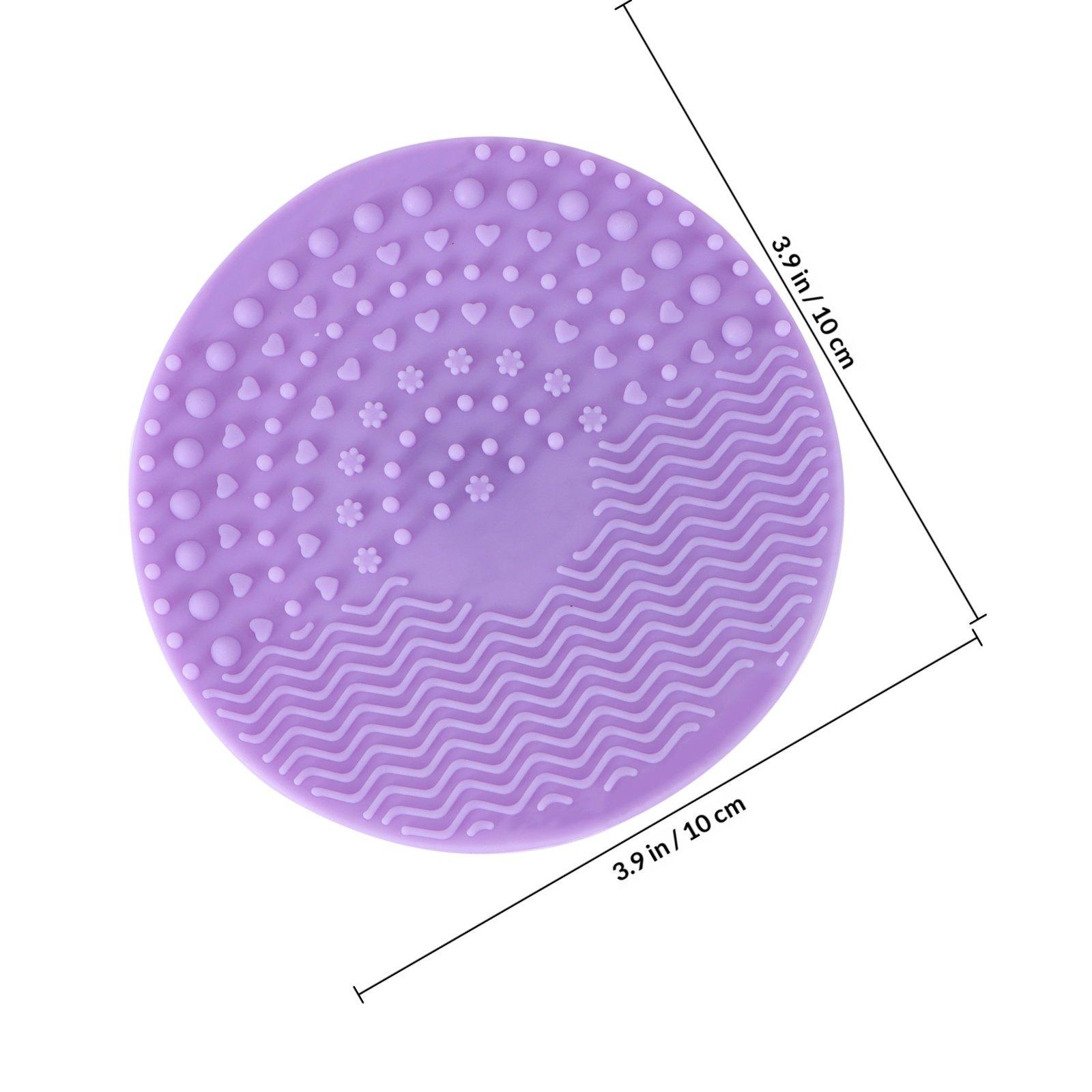 Makeup Brush Cleaning Pad Round Silicone Deep Clean Tool Gentle Scrub Non Deformable Handheld Portable for All Makeup Brushes фиолетовый