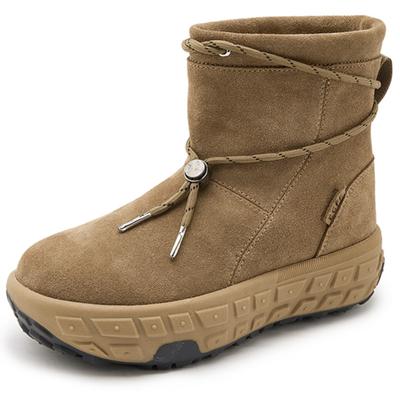 Botas de Neve Femininas Moda Integração de Pele 2024 Inverno Pele Espessa Quente Botins de Couro Genuíno Femininos Outdoor Antiderrapante Botas de Inverno Femininas