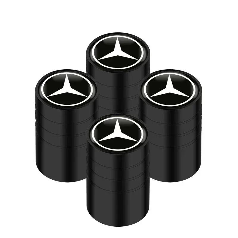 UKY5 Car Tire Valve Stems Cap Knurling Style Tire Valve Cap Tire Wheel Stem Air Valve Cap For Mercedes Benz W211 W204 W210 CLA GLA