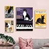 Pósteres Vintage de Jazz Montreux, Festival de Jazz, gramófono, gato negro, pintura en lienzo, arte de pared nórdico para decoración del hogar y sala de estar