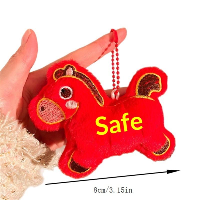 Cute Year Of The Horse Pony Mascot Plush Doll Stuffed Toy Keychain Pendant Bag Hanging Chinese New Year Blessing Souvenir Gifts