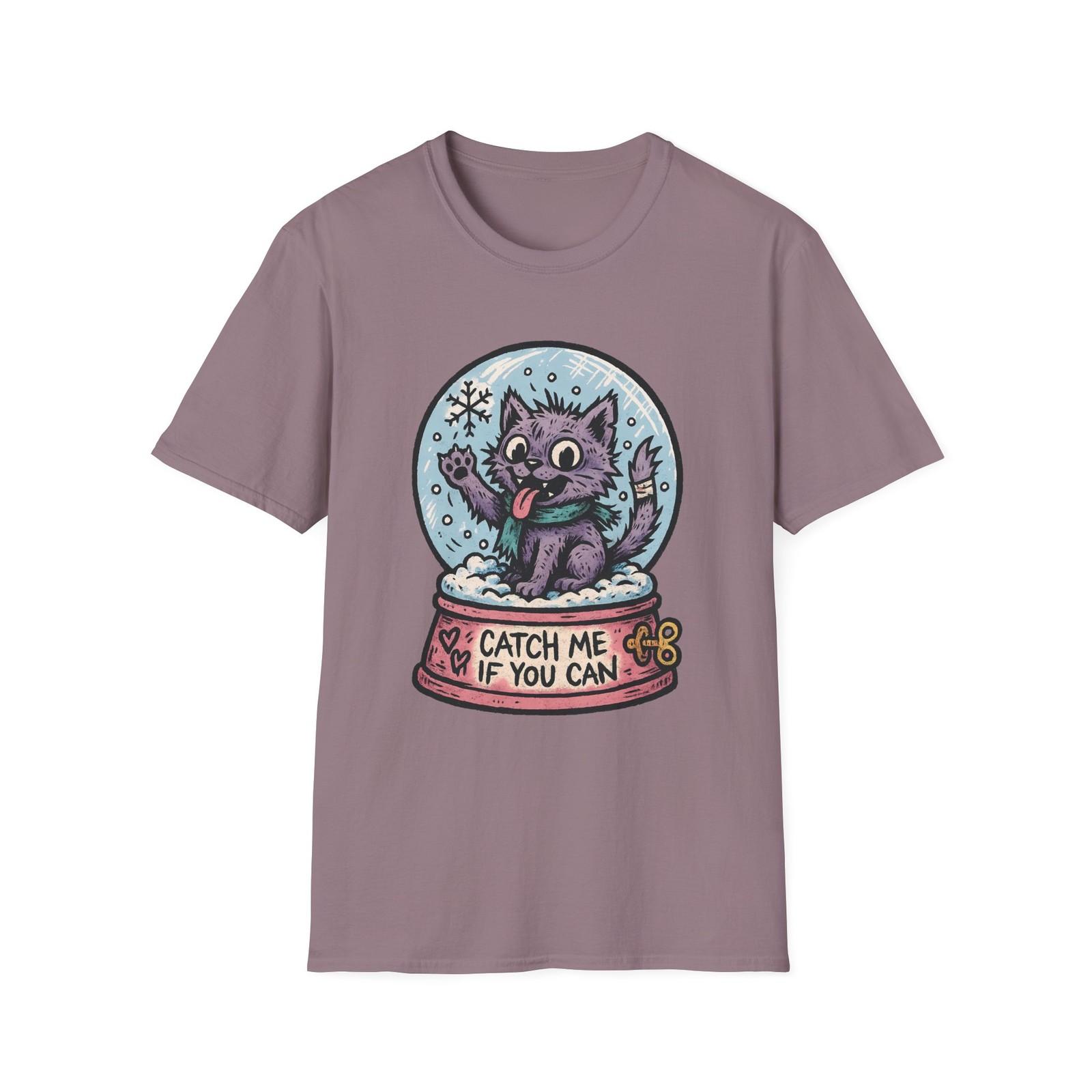 Unisex Softstyle T-Shirt Mens Womens Tees Top Kitten Snowglobe Playful Winter Grunge Kawaii Christmas 3XL