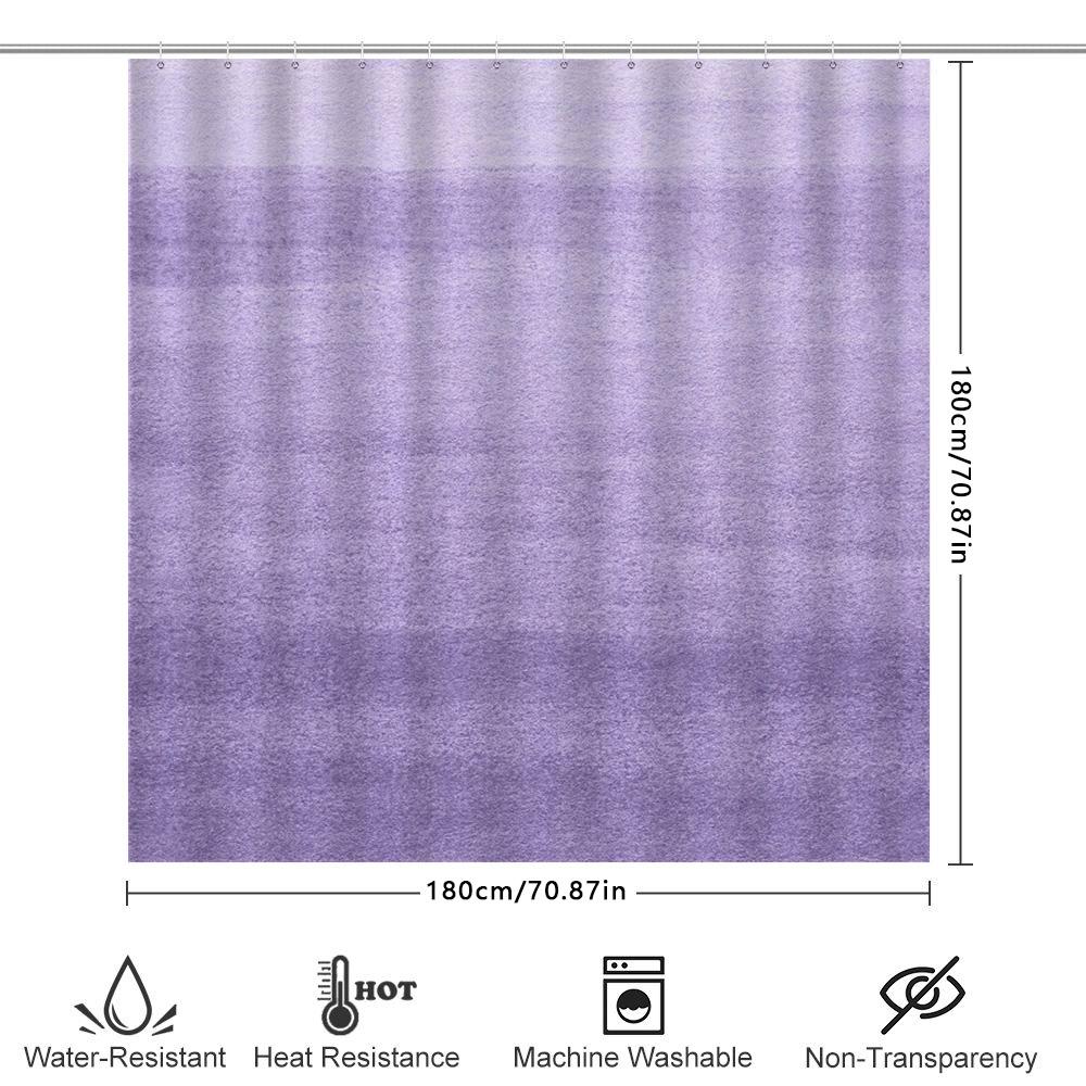 Purple Gradient Shower Curtain Waterproof Bath Mat Decorative Liner For Bathtub Soft Fabric, Mildew Resistant, Non-Slip (White B