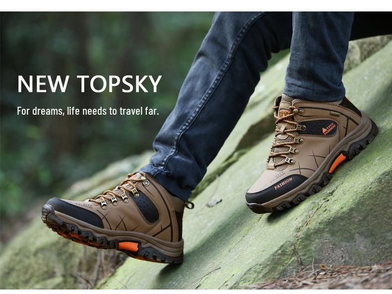 2025 Fall/Winter Plus Velvet Men's High-Top Hiking Shoes, Non-Slip, Wear-Resistant, Large Size, Cotton, Outdoor