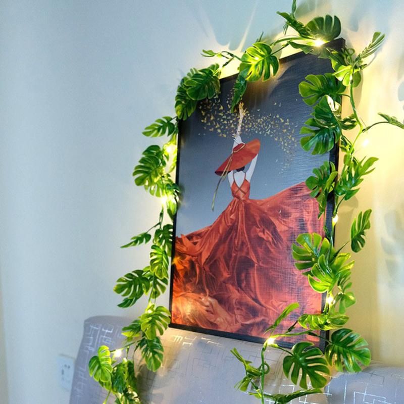 Monstera Leaves Umělá vinná réva String Lights Pohádková lampa do ložnice Obývací pokoj Party Dekorace