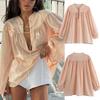 Spring/Summer European and American Women's Shirts, Long-sleeve Cross-tie, Loose Thin Pullover Tops