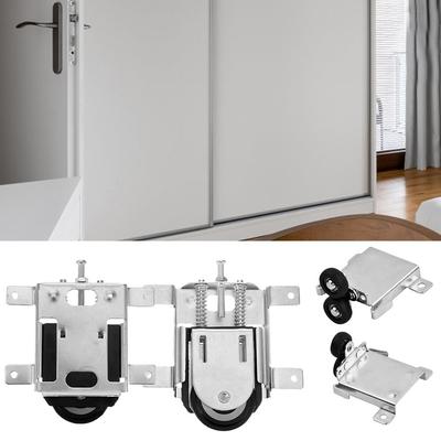 2 Paires de roulettes pour porte coulissante en alliage de fer, roulettes réglables de remplacement pour portes de placards coulissants, poulies à roulettes pour meubles, placards, armoires