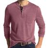 Men's Long Sleeve Round Neck T-Shirt Men's Henley Base Shirt Casual Top