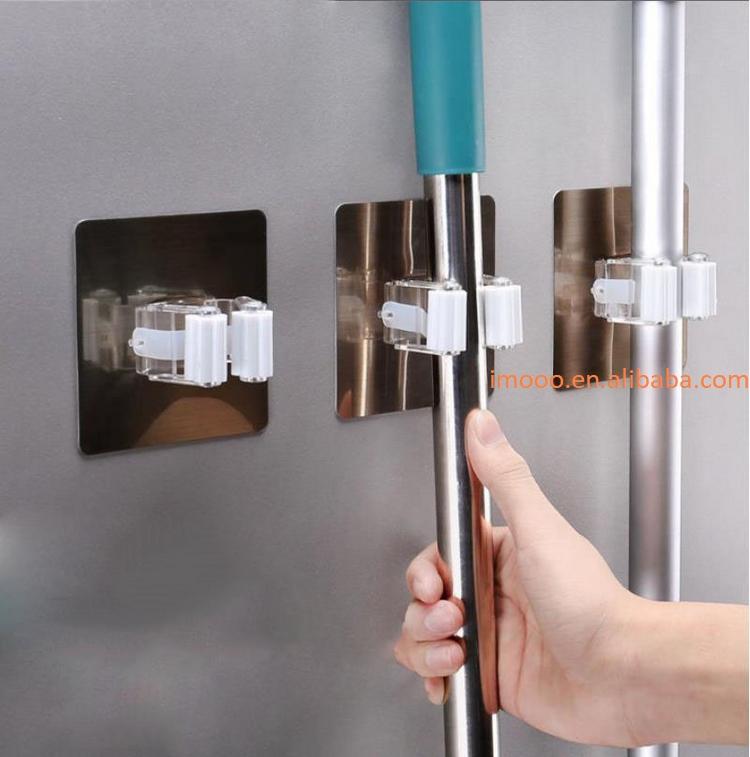 Factory Price Wall Hook Strong Adhesive Kitchen Mop Holder Home Essentials Bathroom Hanger Brush Broom Hook