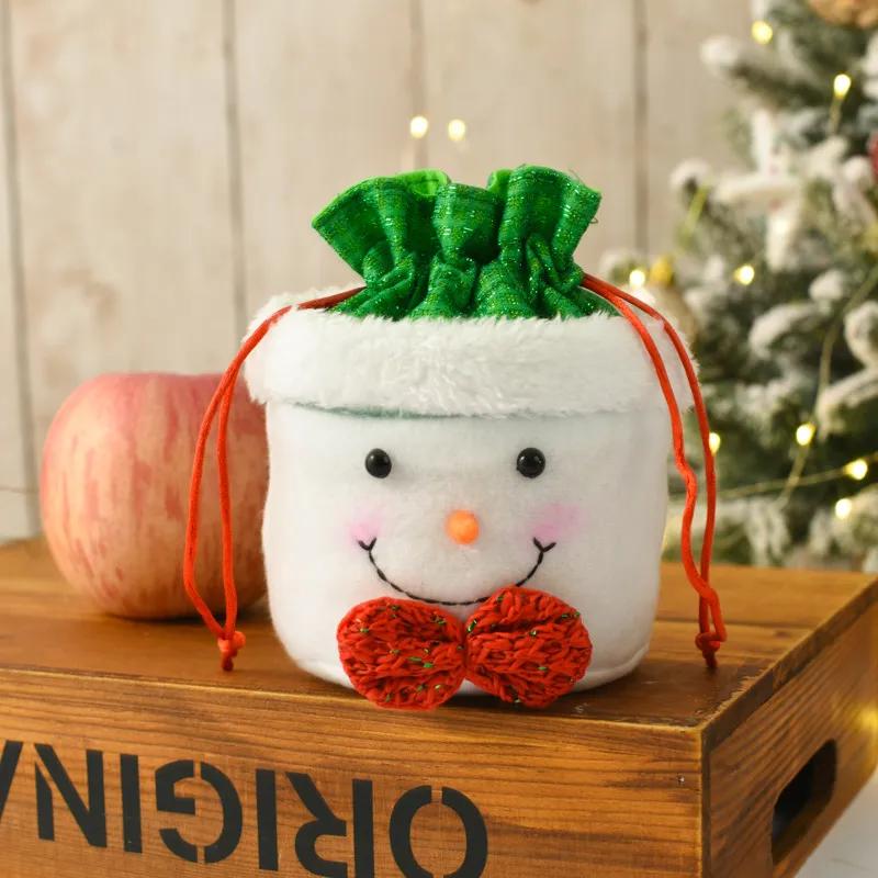 Christmas Decorations Sack Xmas Gift Candy Drawstring Apple Bag Snowman Santa Safe Fruit Bag Christmas Party Supplies YFA2229